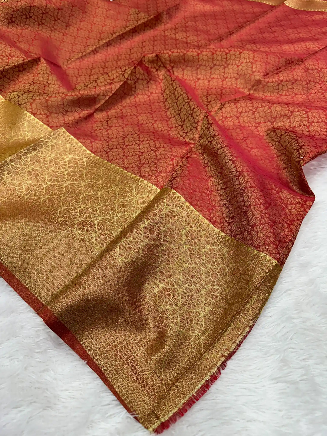 Rusted Orange Softsilk Traditional Banarasi Saree
