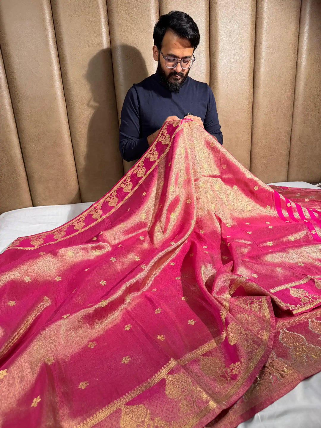 Rusted Rani Tissue Silk Heritage Weave Banarasi Saree