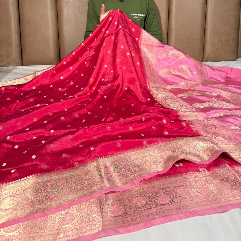 Rani - Pink Intricate Weave Soft Georgette Banarasi Saree