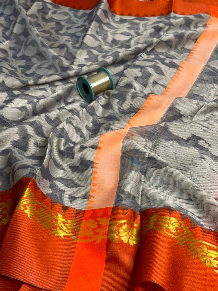Grey Patola Softsilk Heritage Banarasi Saree