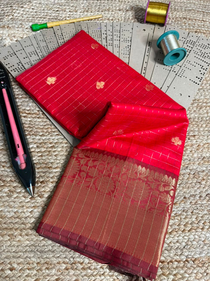 Dull Red Softsilk Heritage Banarasi Saree