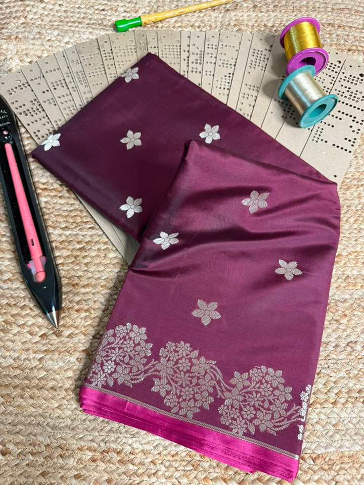 Wine Softsilk Heritage Banarasi Saree
