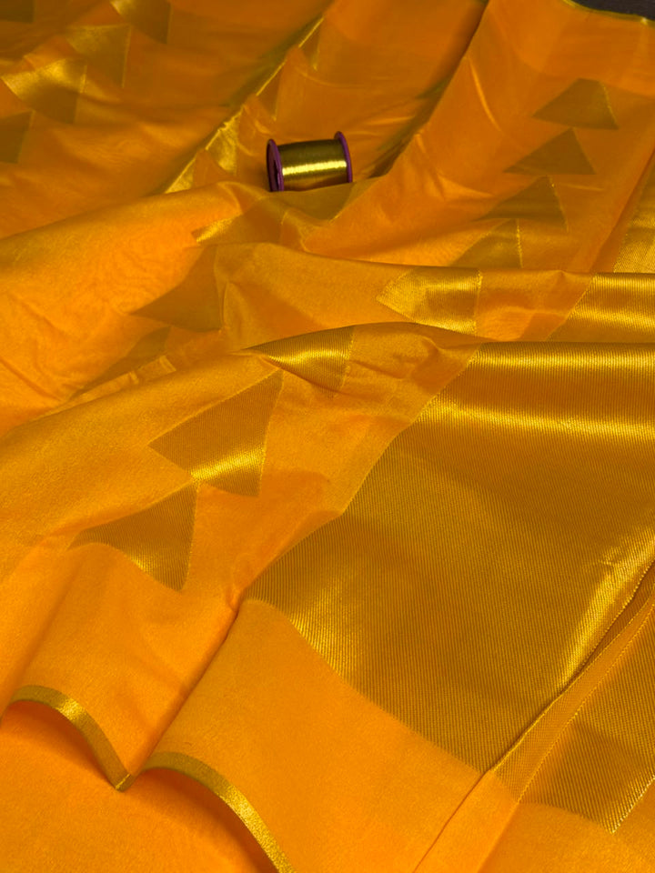 Bright yellow Softsilk Heritage Banarasi Saree