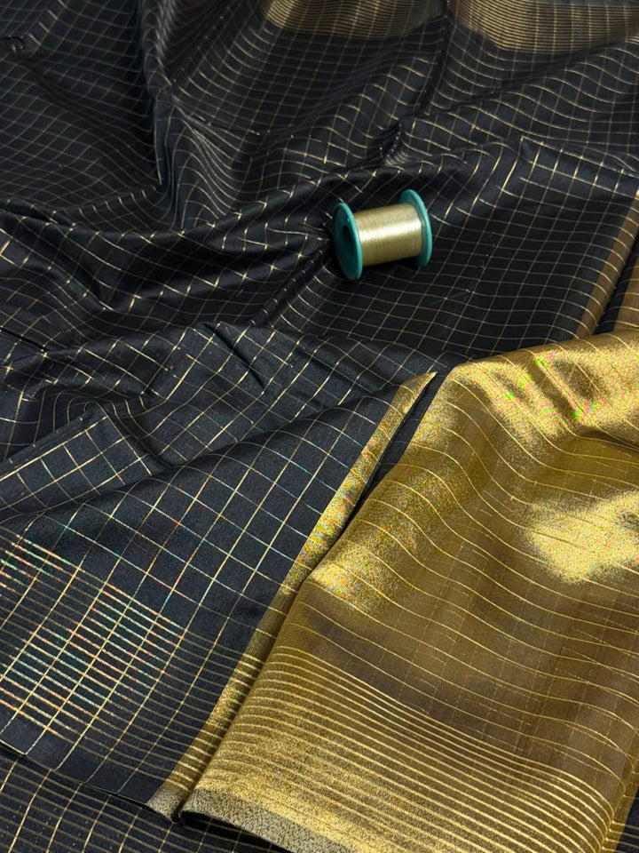 Jet Black Softsilk Heritage Banarasi Saree