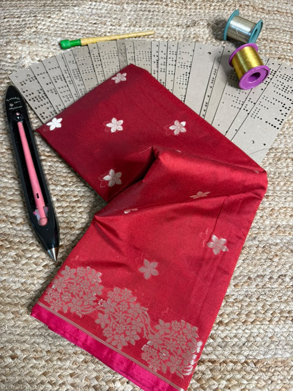 Bright Red Softsilk Heritage Banarasi Saree
