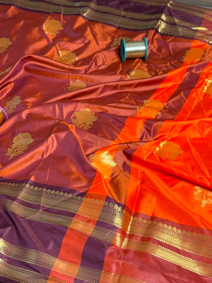 Rare Wine Softsilk Traditional Buta Saree