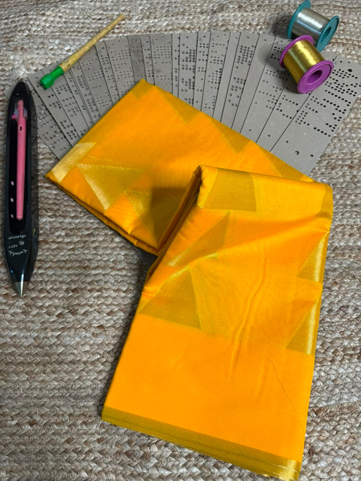 Bright yellow Softsilk Heritage Banarasi Saree