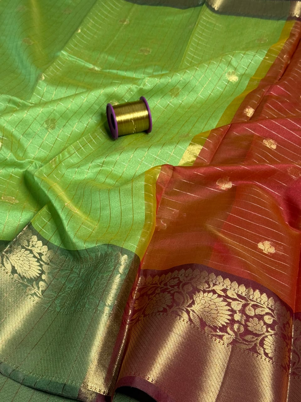 Parrot green  Softsilk Heritage Banarasi Saree