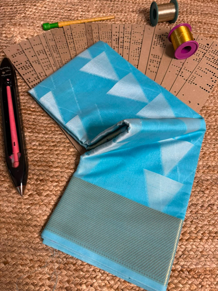 Firozi Blue Softsilk Heritage Banarasi Saree