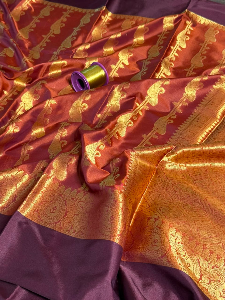Rusted Orange Traditional Weave Banarasi Saree