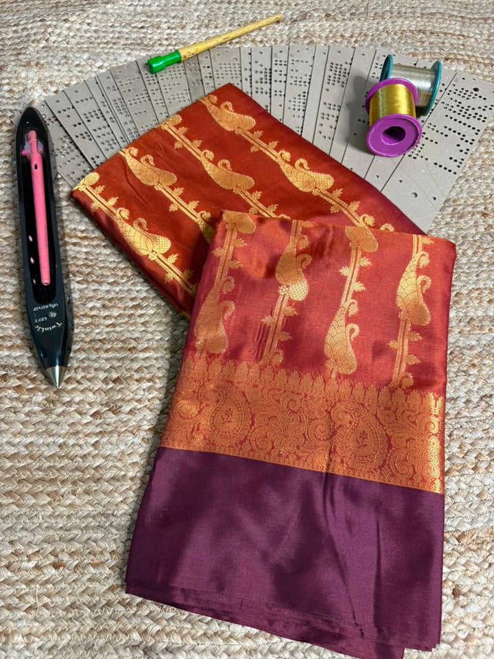 Rusted Orange Traditional Weave Banarasi Saree