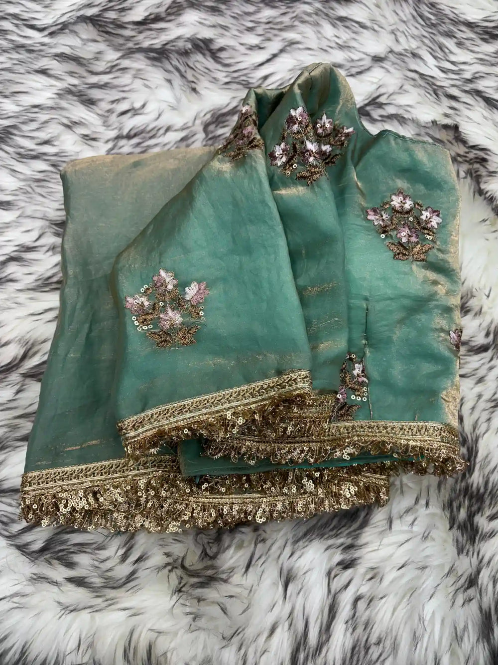 Sabyasachi inspired Alia bhatt met Gala saree in our shimmery tissue fabric with handowork