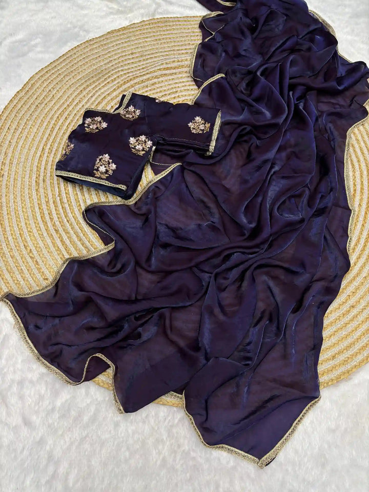 Sabyasachi inspired Alia bhatt met Gala saree in our shimmery tissue fabric with handowork