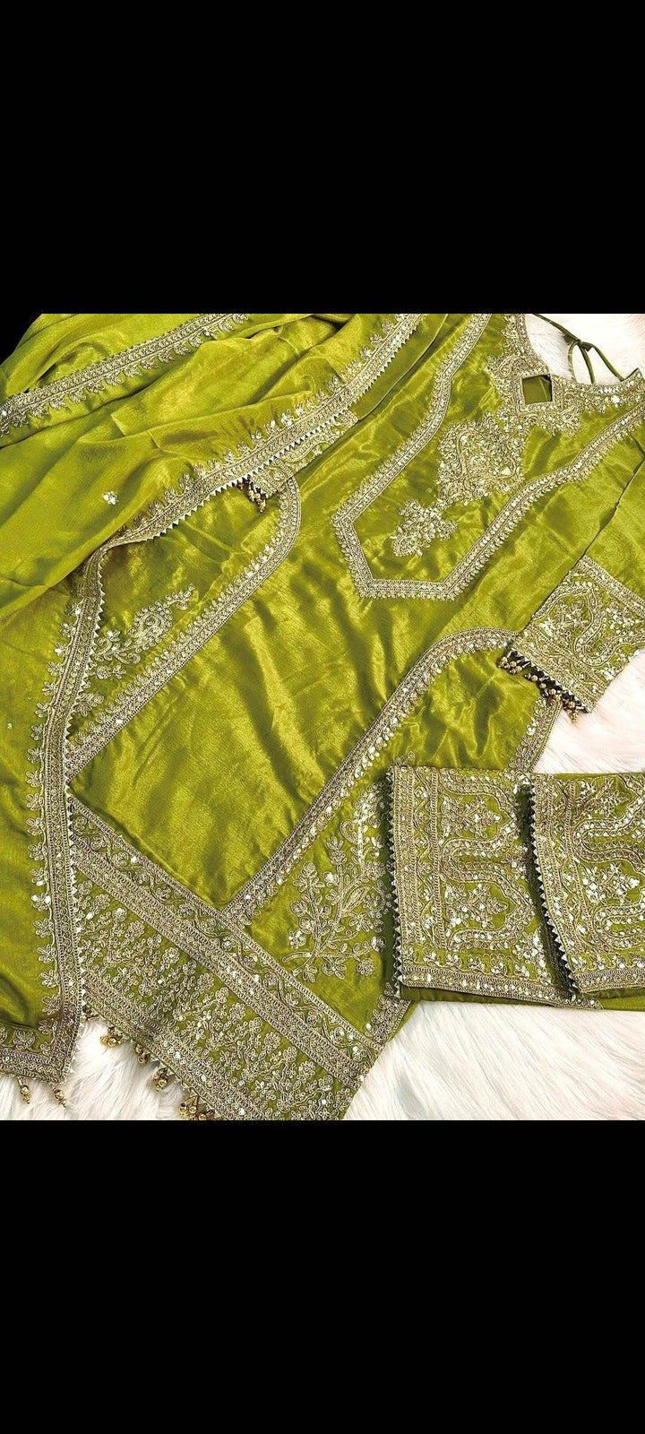 Đěsigner Party Wear Look Chinon Silk Top Plazzo & Dupatta