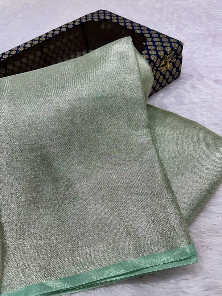 Sea Green Brocade Kanjivaram Tissue Saree