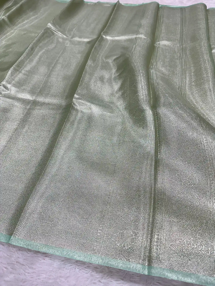 Sea Green Brocade Kanjivaram Tissue Saree