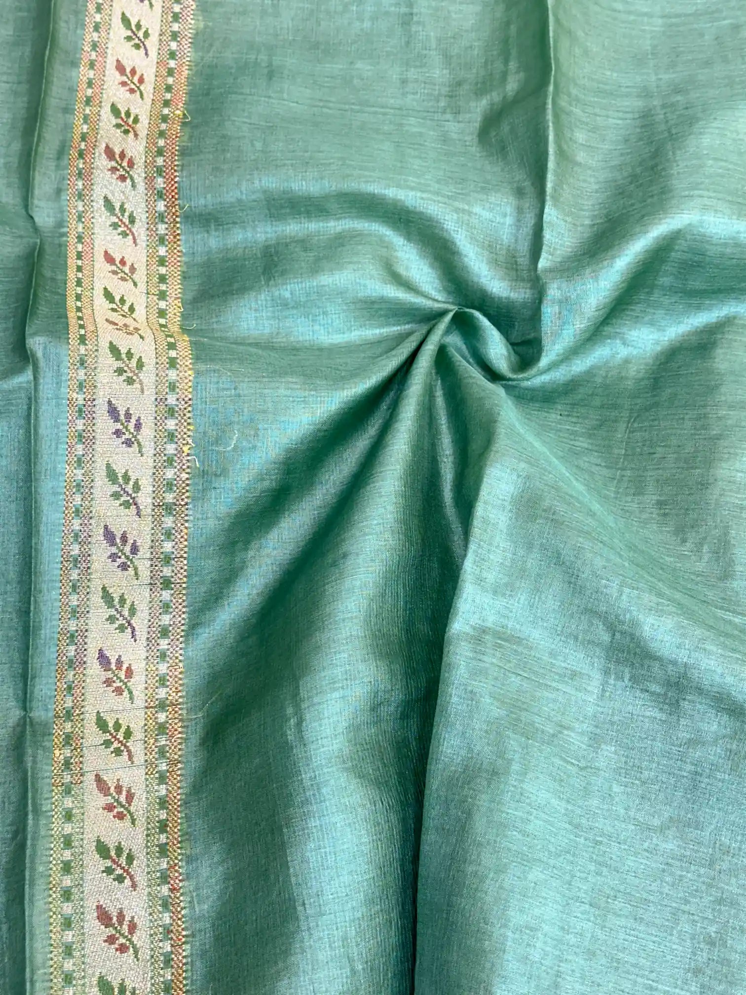 Sea Green Meenakari Pure Tussar Silk Saree