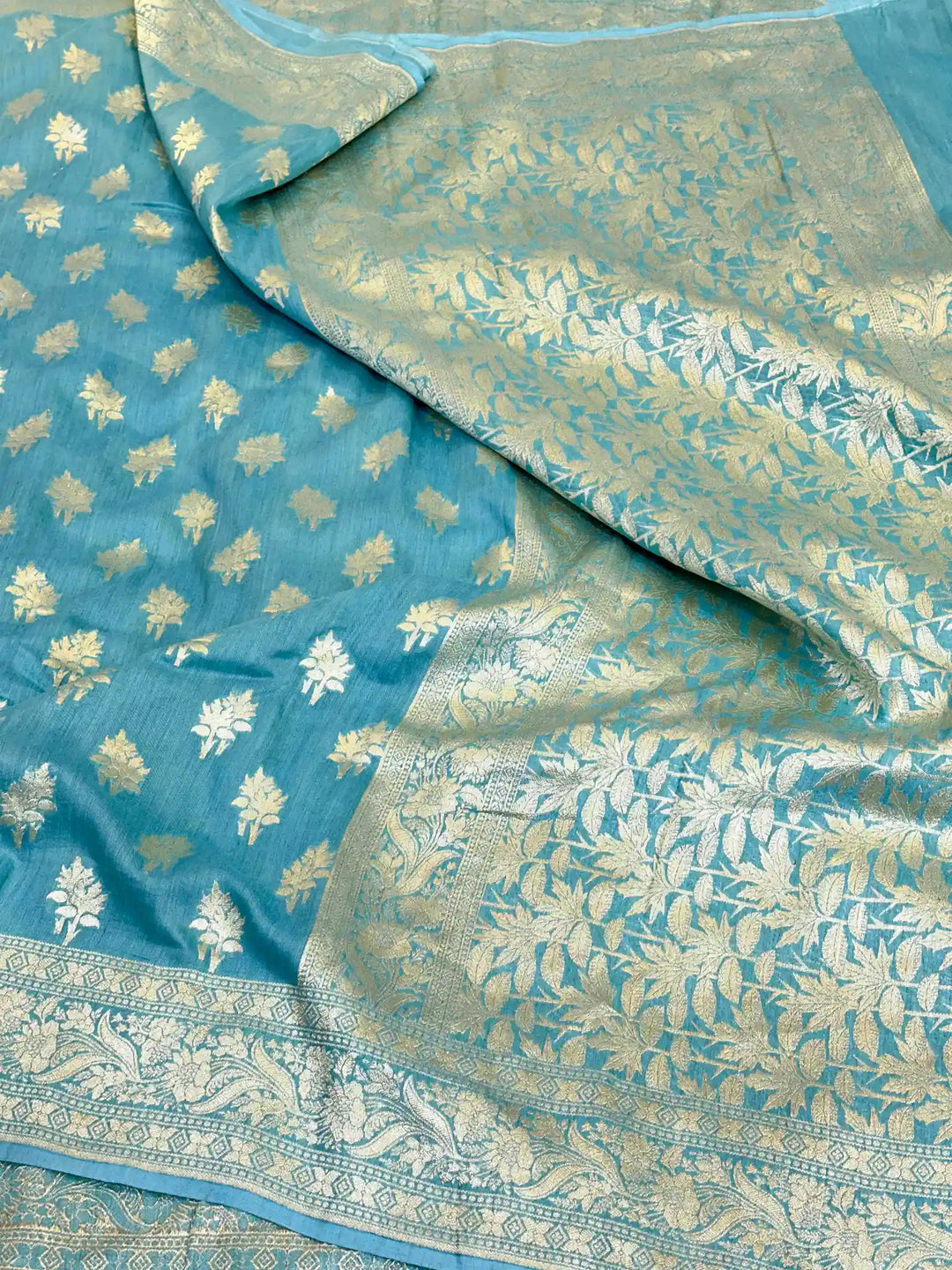 Sea Green Shade Pure Munga Silk Banarasi Saree 