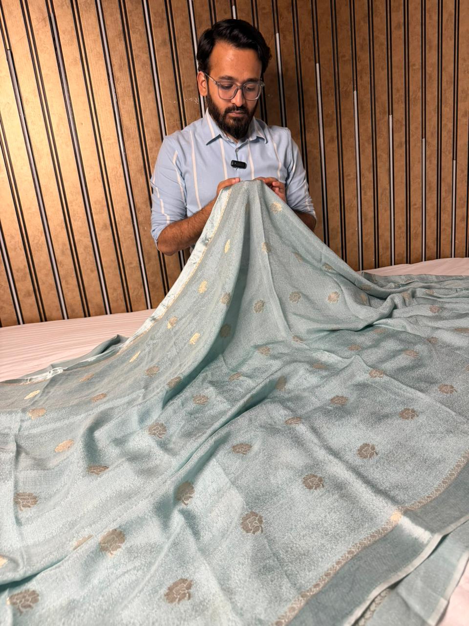 Sea Green Viscose Georgette Silk Traditional Buta Banarasi Saree