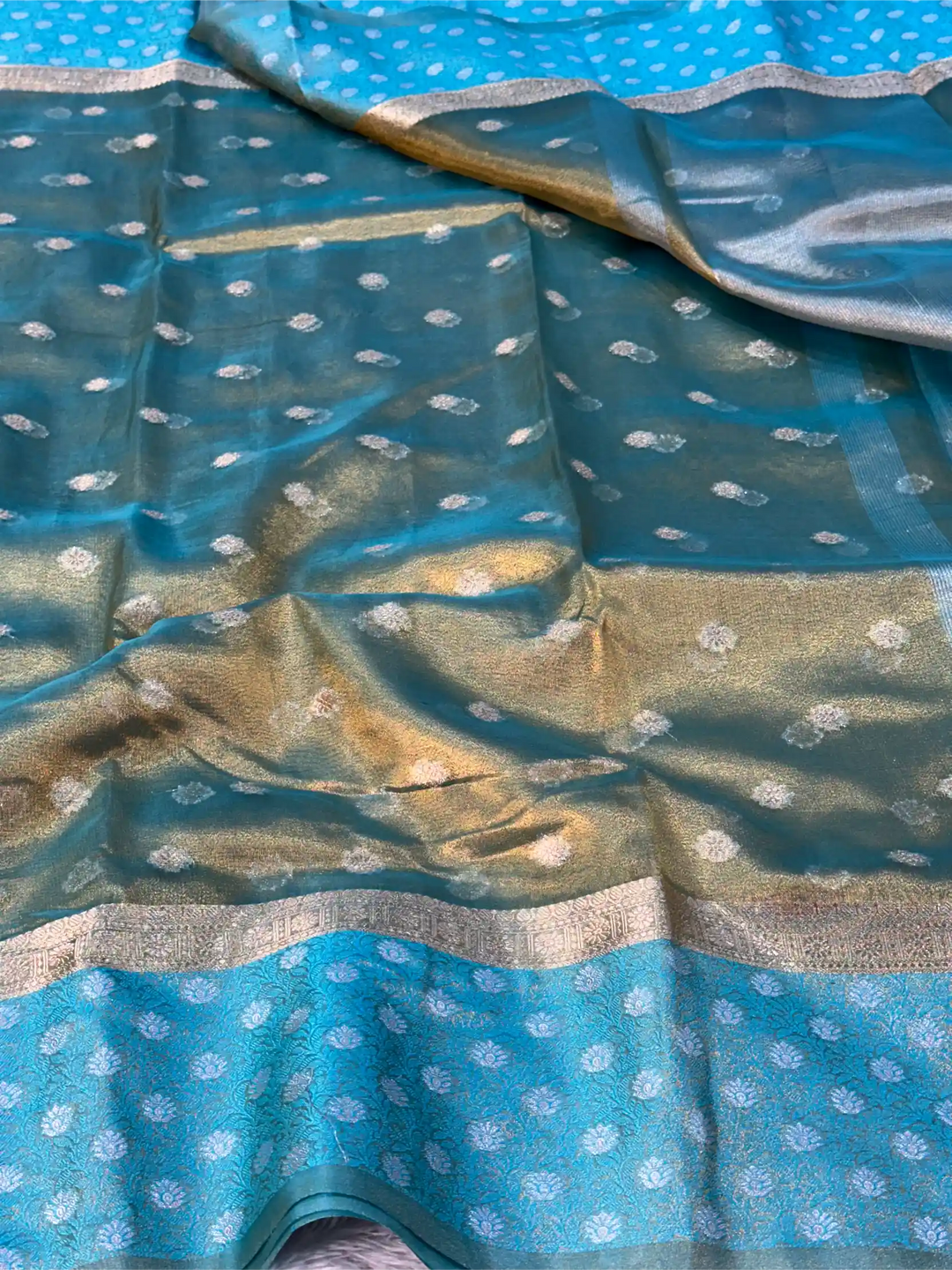 Sea Green Tissue Silk Heritage Weave Banarasi Saree