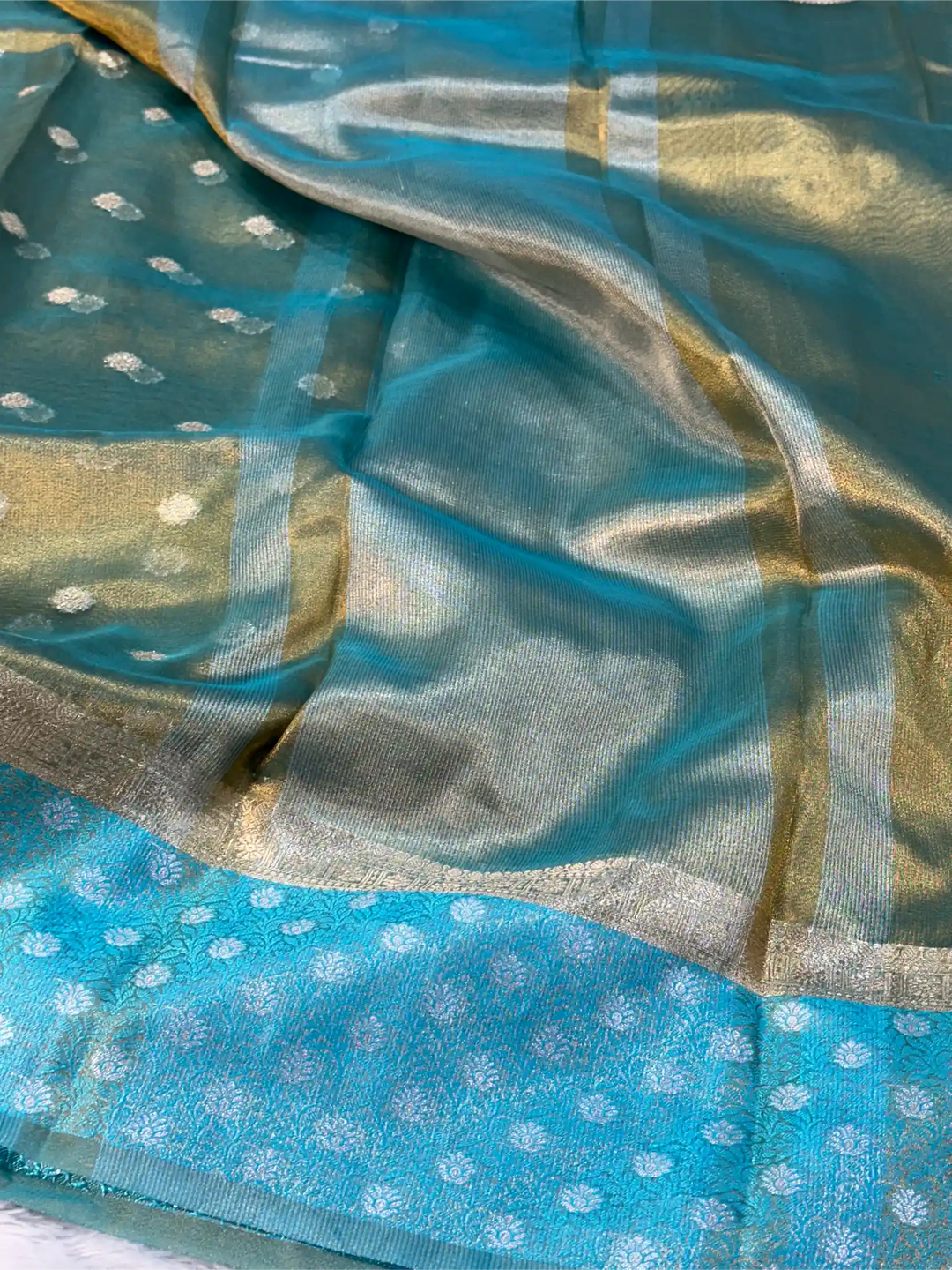 Sea Green Tissue Silk Heritage Weave Banarasi Saree