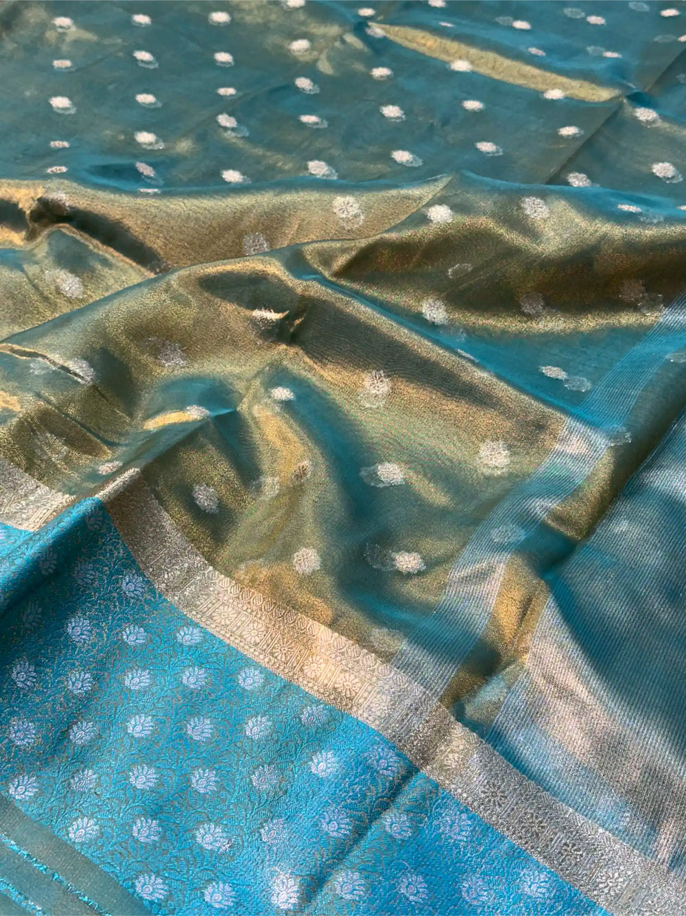 Sea Green Tissue Silk Heritage Weave Banarasi Saree