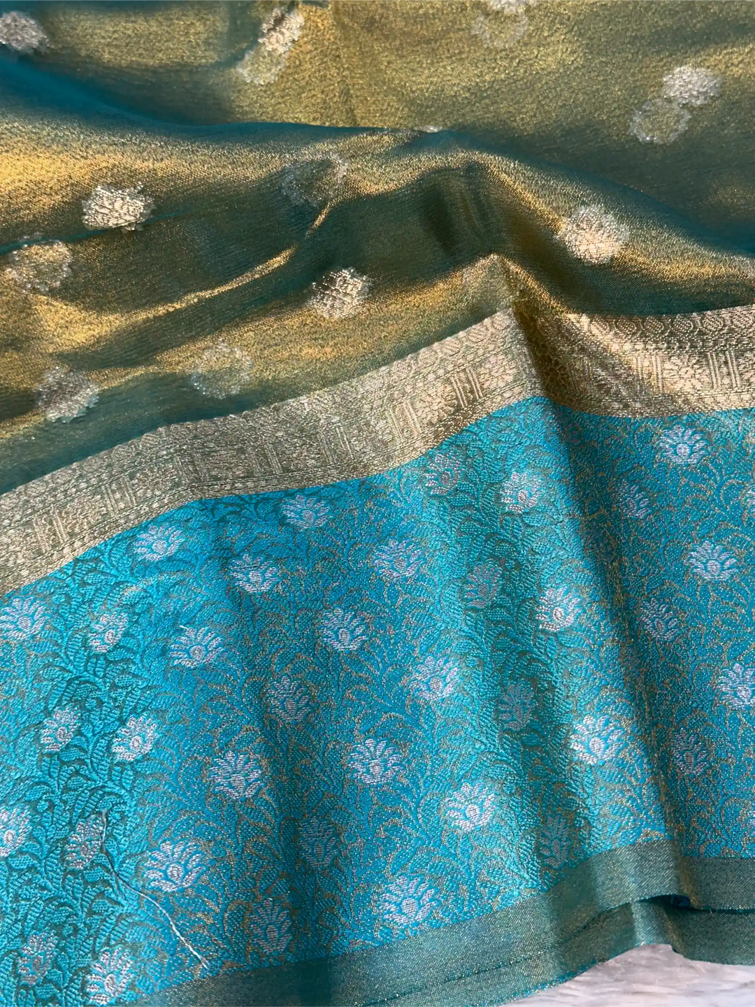 Sea Green Tissue Silk Heritage Weave Banarasi Saree
