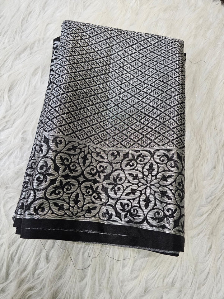 Secret Black Tissue Silk Saree Launched