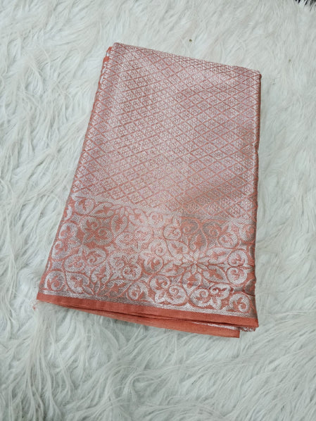 Secret Peach Tissue Silk Saree Launched