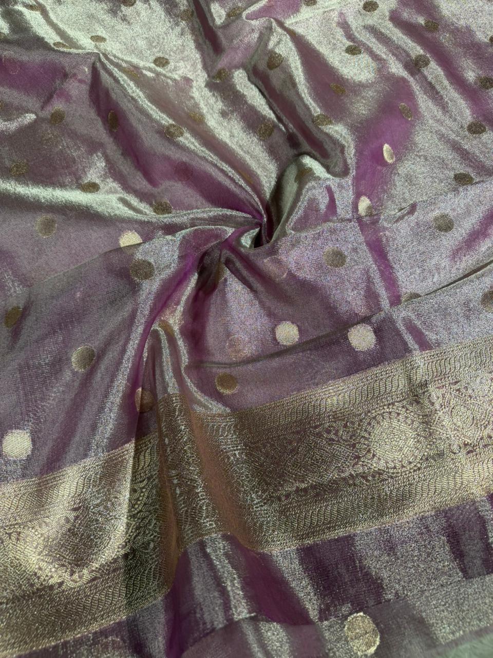 Shiny Lavender Kora Tissue Silk Banarasi Suit