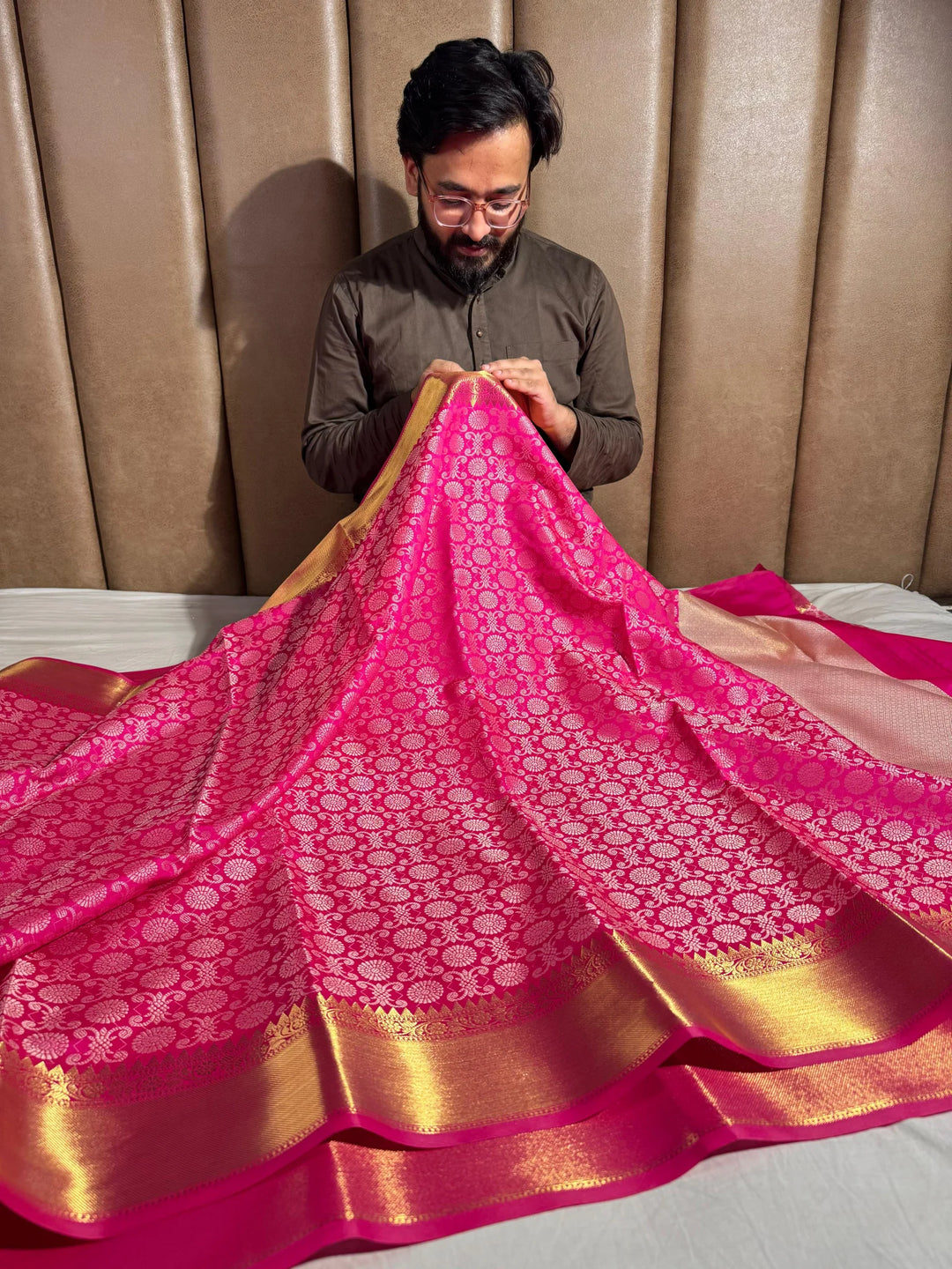 Shruti Hasan ma'am inspired pink dharmavarm pattu saree with rich pallu and blouse