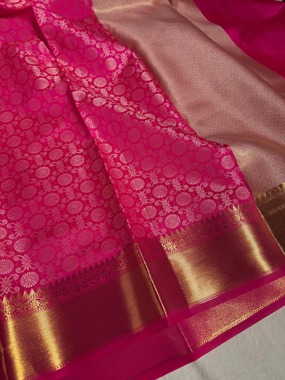 Shruti Hasan ma'am inspired pink dharmavarm pattu saree with rich pallu and blouse