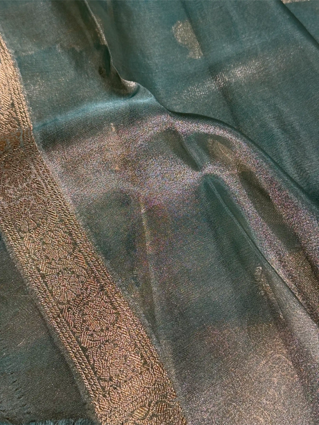 Sky Blue Glass Tissue Silk Banarasi Saree