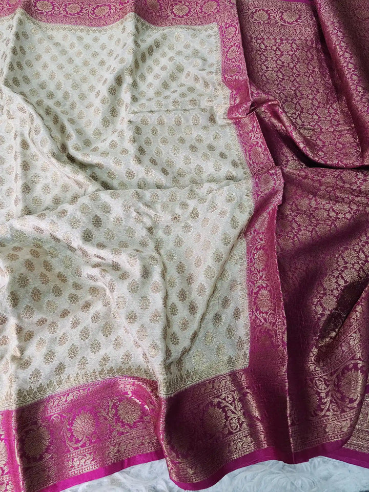 Soft Banarasi Khaddi Antique Buti Saree with Rich Pallu and Blouse
