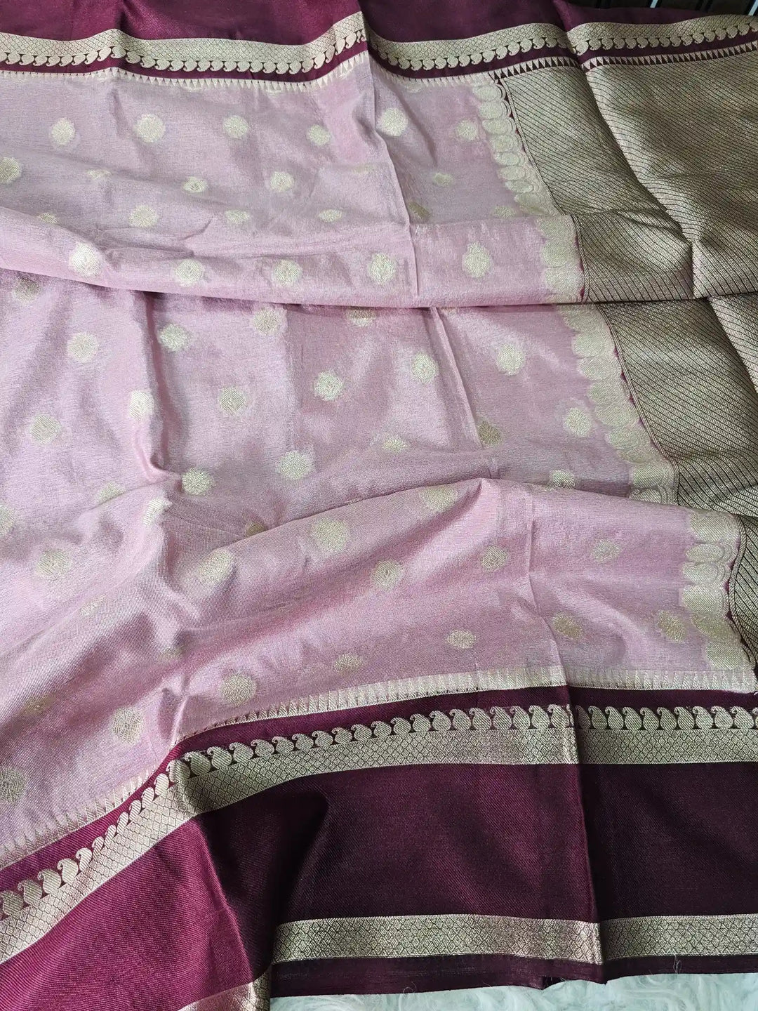 Soft Warm Silk Buti Saree with Elegant Pallu and Blouse