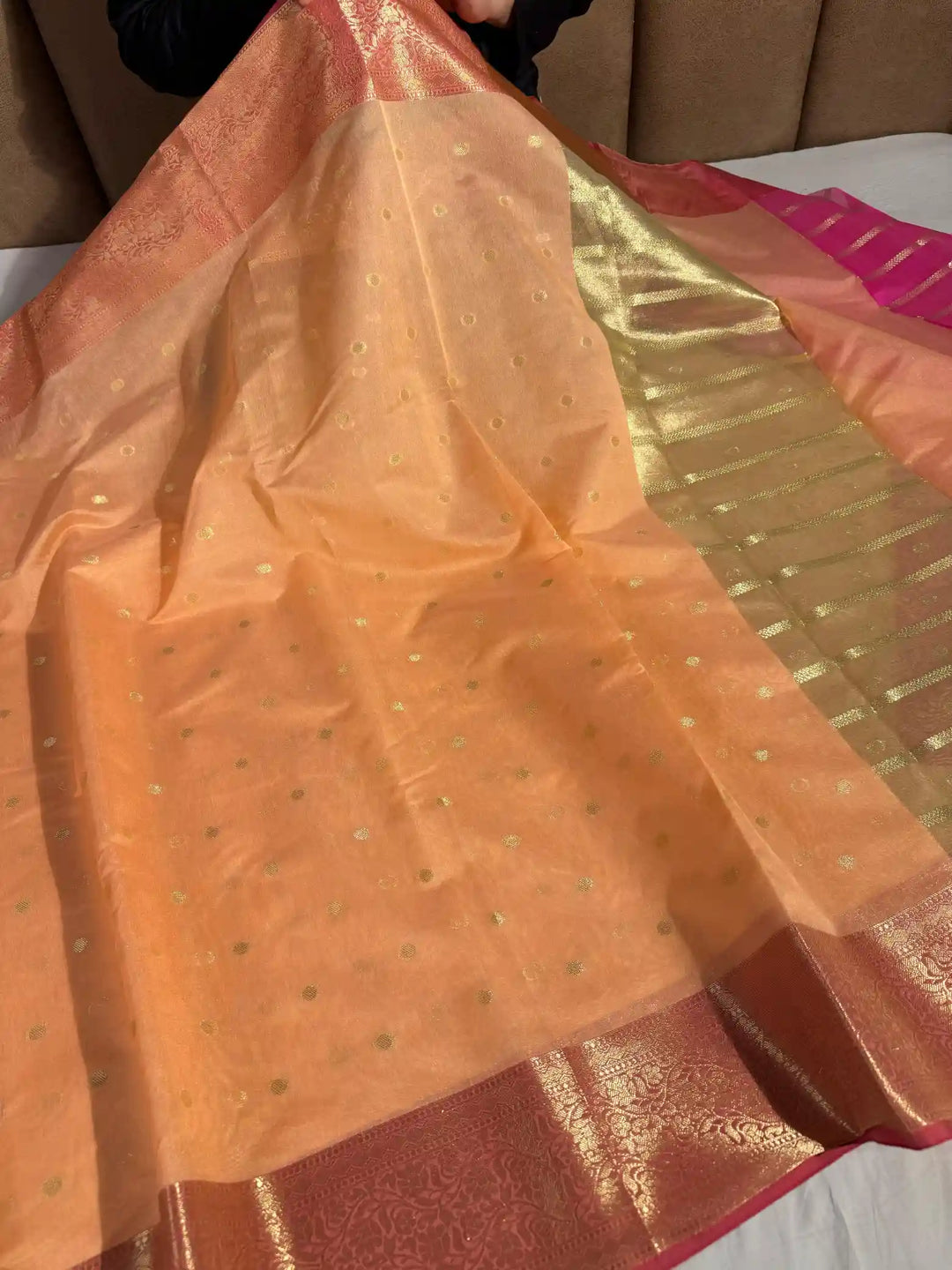 Peach Shade Soft Silk Banarasi Saree