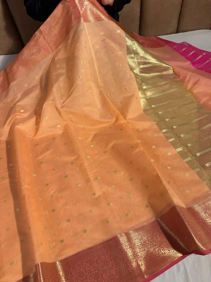 Peach Shade Soft Silk Banarasi Saree