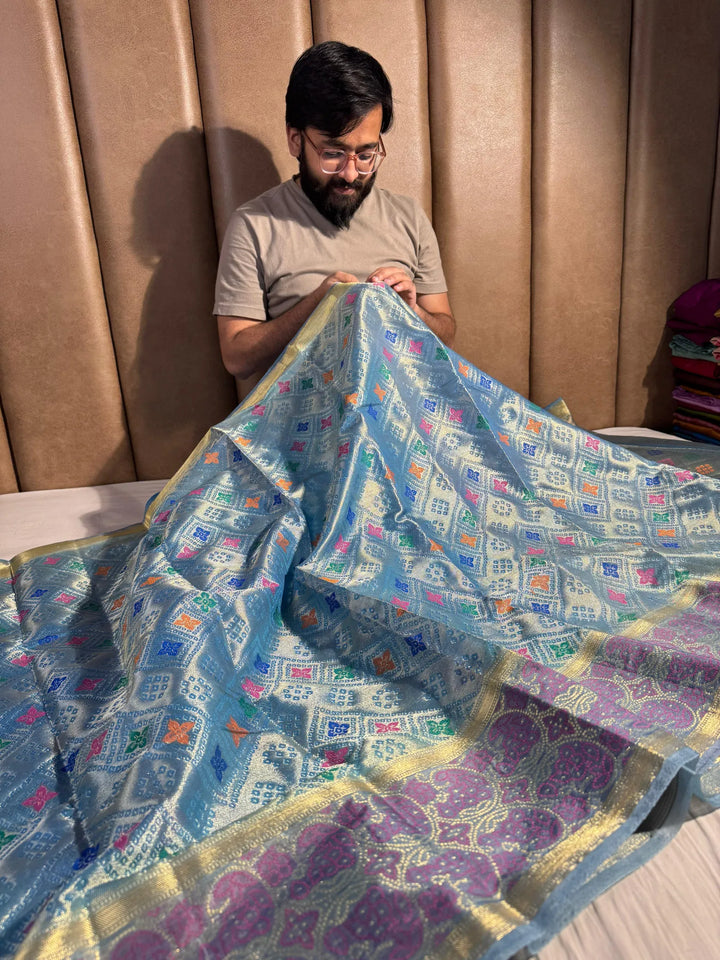 Special tissue organza silk saree with rich pallu and blouse
