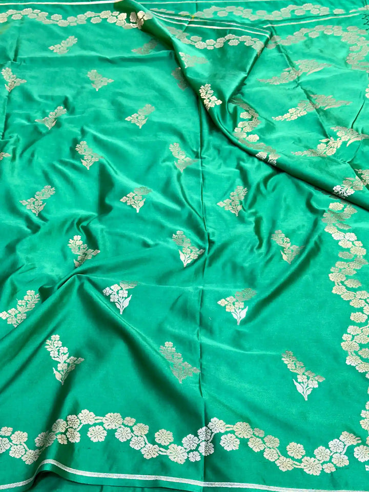 Subtle Green Premium Mashru Katan Banarasi Saree