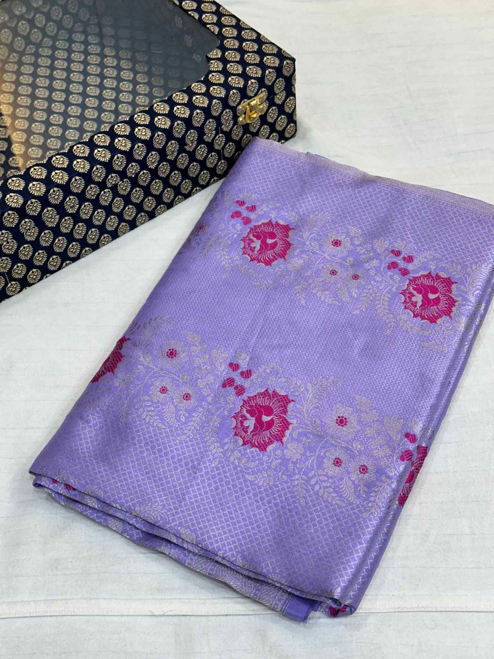 Subtle Lavender Contemporary Weave Pure Katan Saree