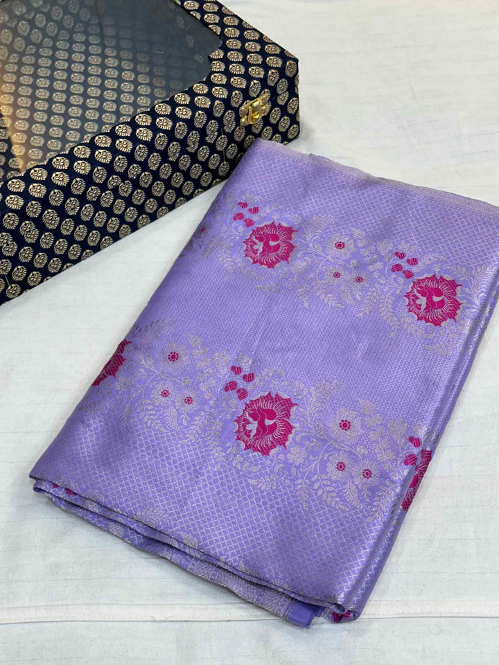 Subtle Lavender Contemporary Weave Pure Katan Saree