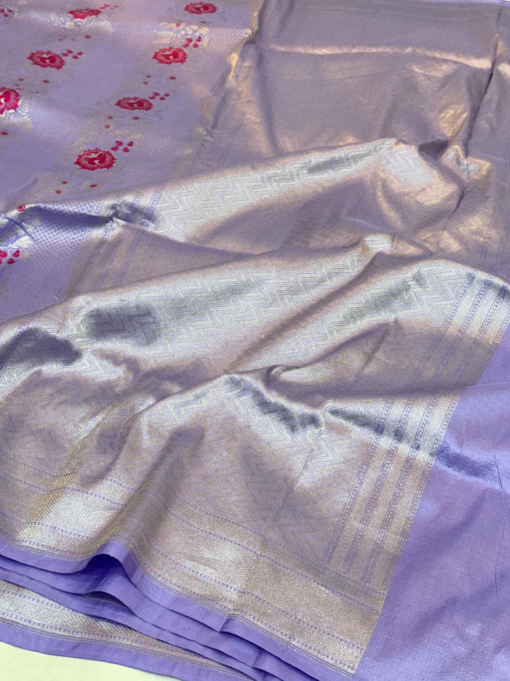 Subtle Lavender Contemporary Weave Pure Katan Saree