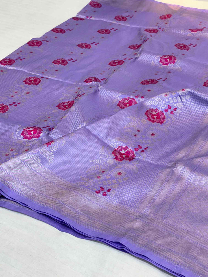 Subtle Lavender Contemporary Weave Pure Katan Saree