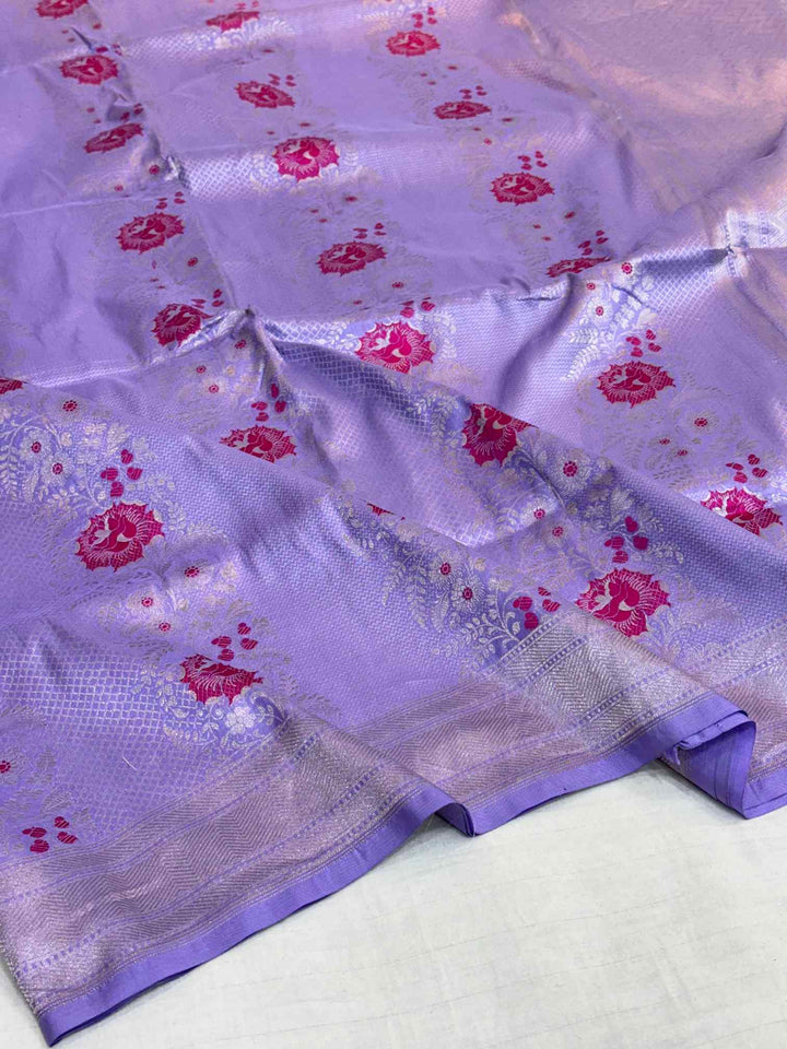 Subtle Lavender Contemporary Weave Pure Katan Saree