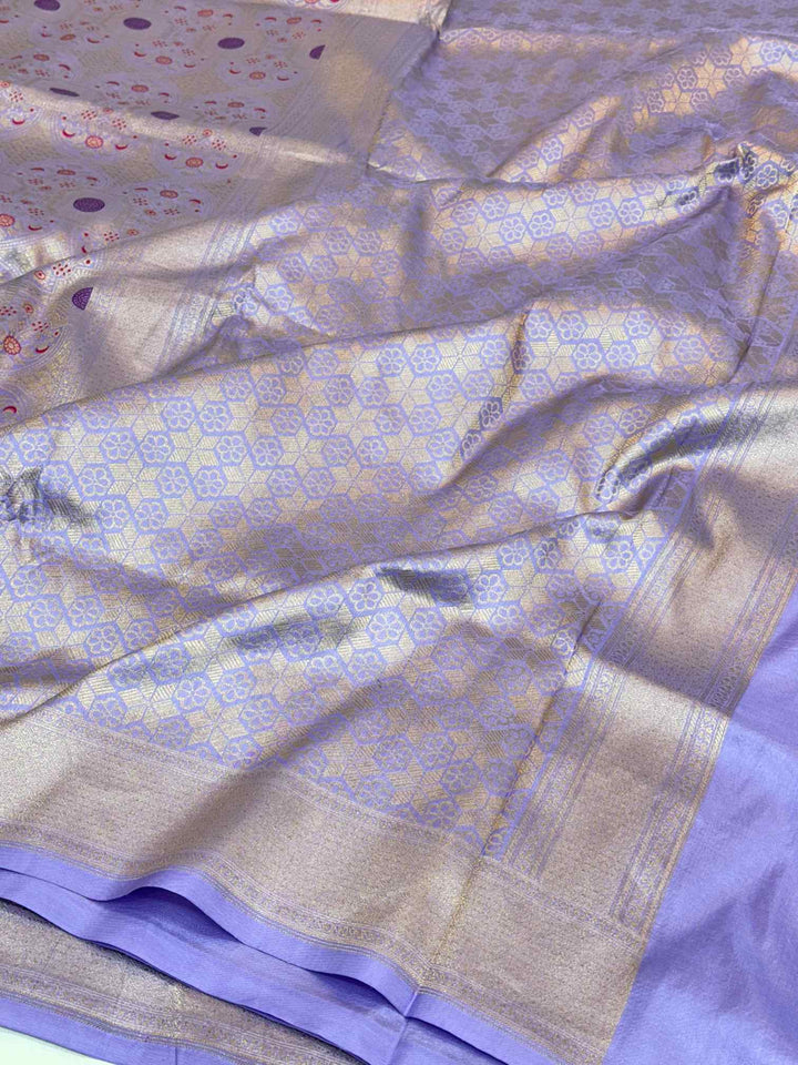 Subtle Lavender intricate Weave Pure Katan Saree