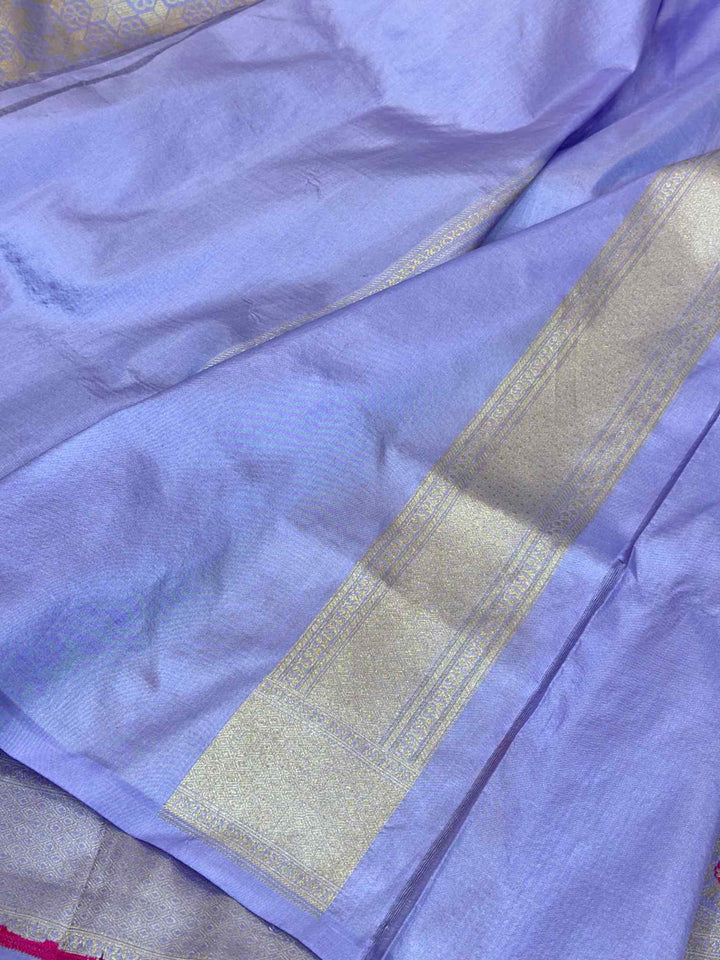 Subtle Lavender intricate Weave Pure Katan Saree