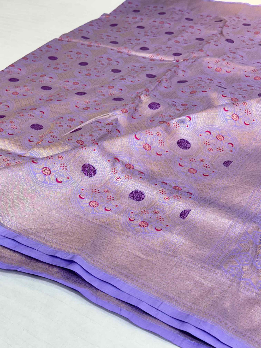 Subtle Lavender intricate Weave Pure Katan Saree