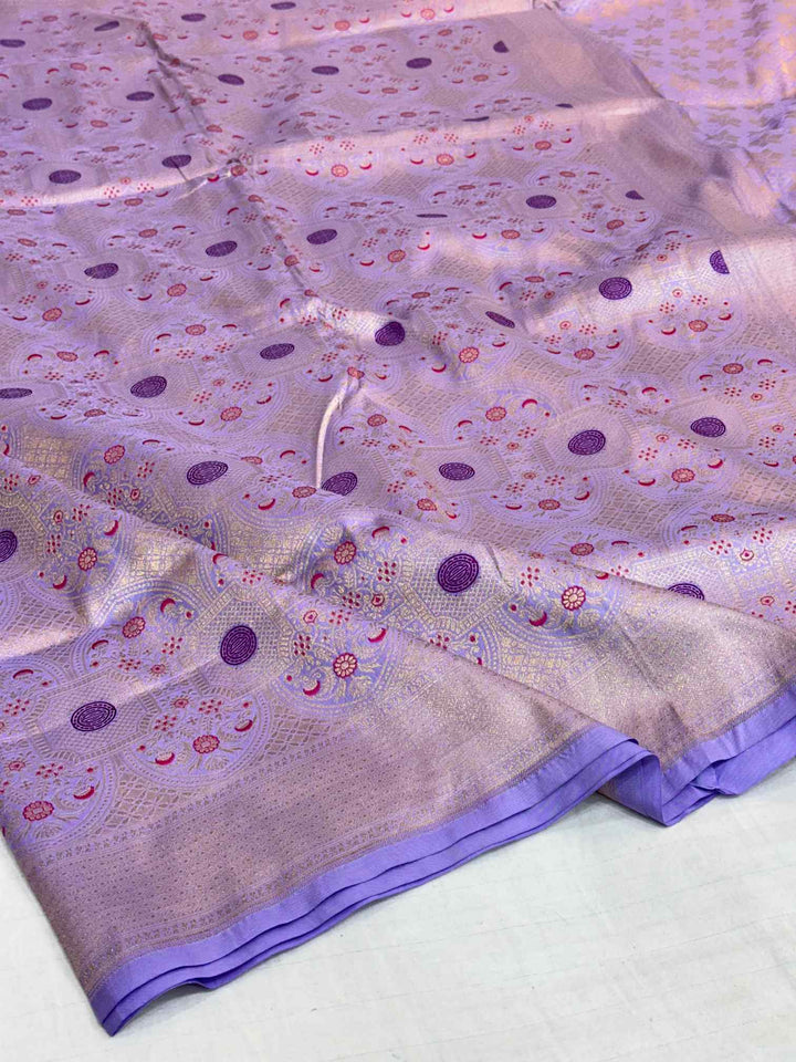 Subtle Lavender intricate Weave Pure Katan Saree