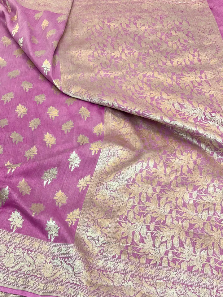 Subtle Pink Shade Pure Munga Silk Banarasi Saree