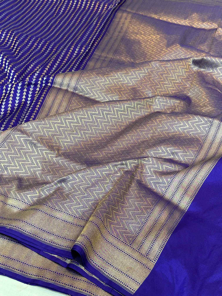 Subtle Violet Shade Pure Katan Silk Banarasi Saree with Sona Roopa Intricate Unique Designs